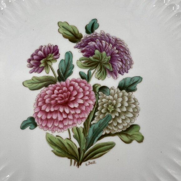 Spode Mansard Luncheon Bone China Floral Scalloped‎ Edge Plates Signed by Artist - Picture 3 of 16